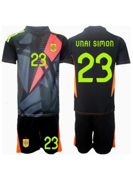 Spanien Unai Simon #23 Målvakt Replika Borta Kläder Barn EM 2024 Kortärmad (+ byxor)